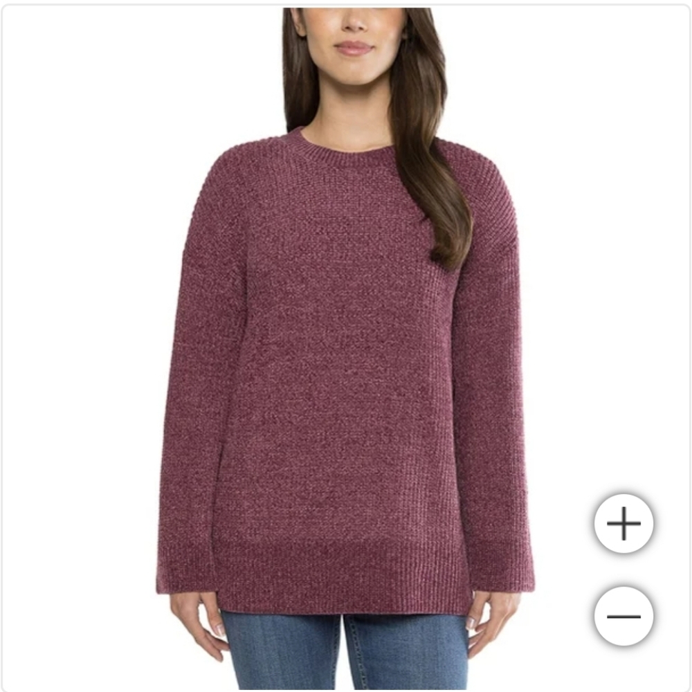 NWT Matty M Plum Purple Chemille Crew Neck Sweater XS X-SMALL